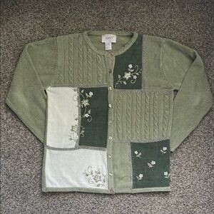 Vintage 90s Green Patchwork Sweater